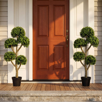 46-Inch Artificial Boxwood Topiary Tree, 5 Ball-Shaped Topiaries Faux Plants at Gallery Canada