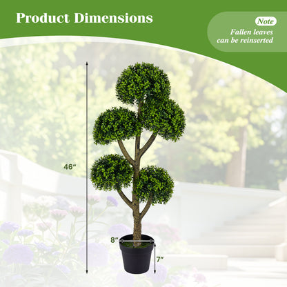 46-Inch Artificial Boxwood Topiary Tree, 5 Ball-Shaped Topiaries Faux Plants at Gallery Canada