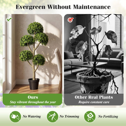 46-Inch Artificial Boxwood Topiary Tree, 5 Ball-Shaped Topiaries Faux Plants at Gallery Canada
