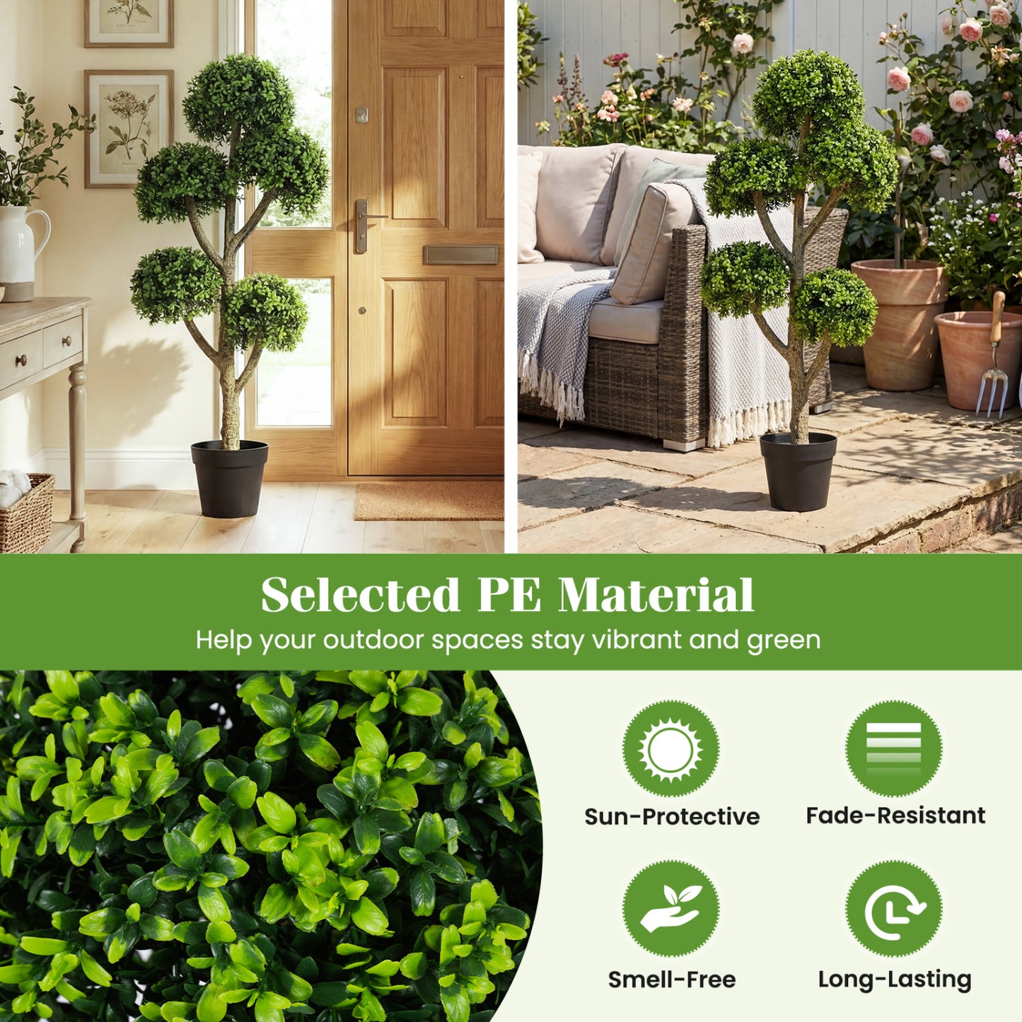 46-Inch Artificial Boxwood Topiary Tree, 5 Ball-Shaped Topiaries Faux Plants at Gallery Canada