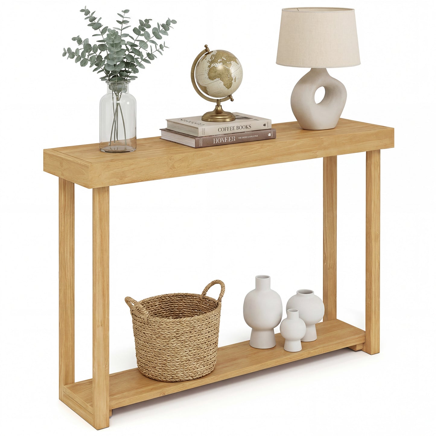 46 Inch Solid Wood Console Table 2-Tier Narrow Farmhouse Sofa Table Console Tables at Gallery Canada