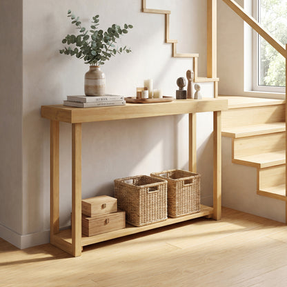 46 Inch Solid Wood Console Table 2-Tier Narrow Farmhouse Sofa Table Console Tables at Gallery Canada