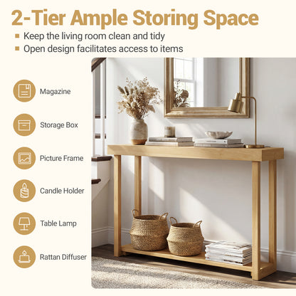 46 Inch Solid Wood Console Table 2-Tier Narrow Farmhouse Sofa Table Console Tables at Gallery Canada