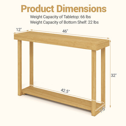 46 Inch Solid Wood Console Table 2-Tier Narrow Farmhouse Sofa Table Console Tables at Gallery Canada