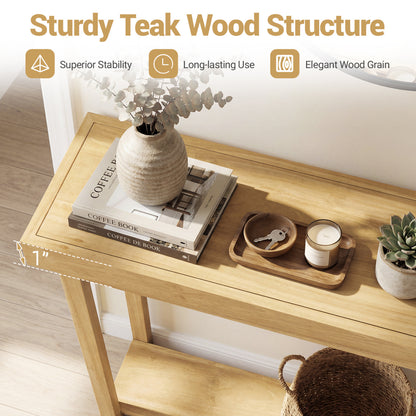 46 Inch Solid Wood Console Table 2-Tier Narrow Farmhouse Sofa Table Console Tables at Gallery Canada