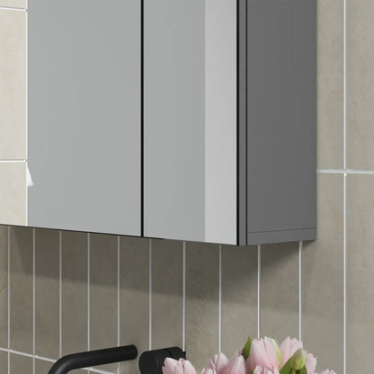 28" x 24" Wall Mounted Mirror Cabinet, 3 Doors, Adjustable Shelves, Grey Mirror Medicine Cabinets at Gallery Canada