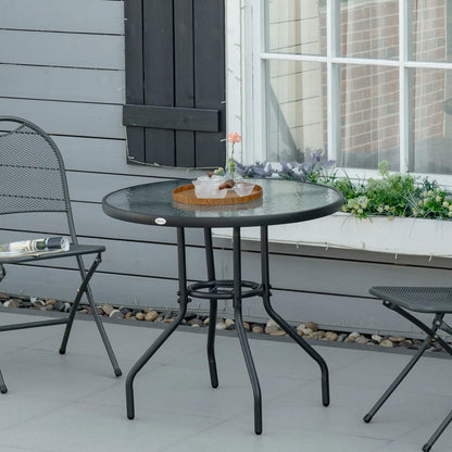 31.5" Round Outdoor Dining Table, Glass Top, Steel Frame, Garden Patio Patio Dinning Tables at Gallery Canada