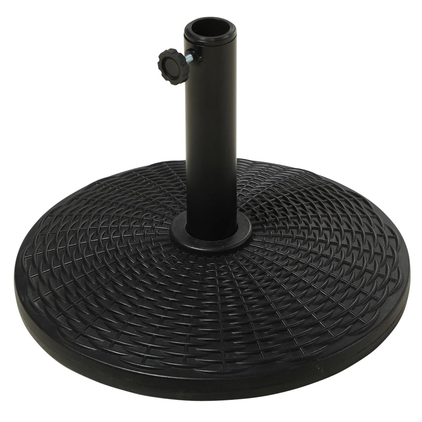 25 lbs Umbrella Base, 17.5" Round, Rattan Design, Black Umbrella Bases Black at Gallery Canada