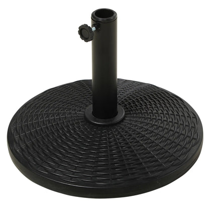 25 lbs Umbrella Base, 17.5" Round, Rattan Design, Black Umbrella Bases Black at Gallery Canada