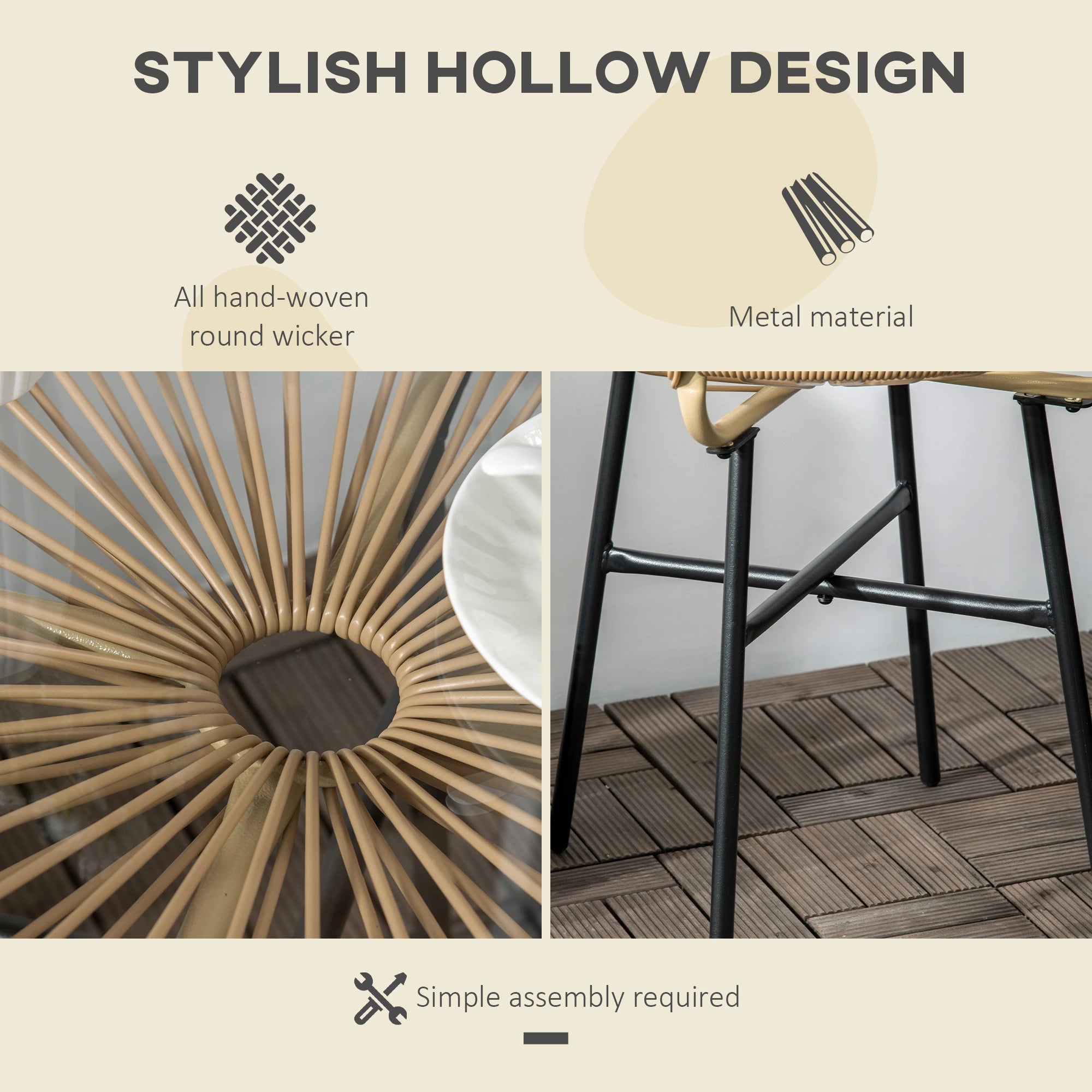 Round Rattan Side Table, Outdoor, PE Rattan, Tempered Glass Top, Beige Patio Side Tables at Gallery Canada
