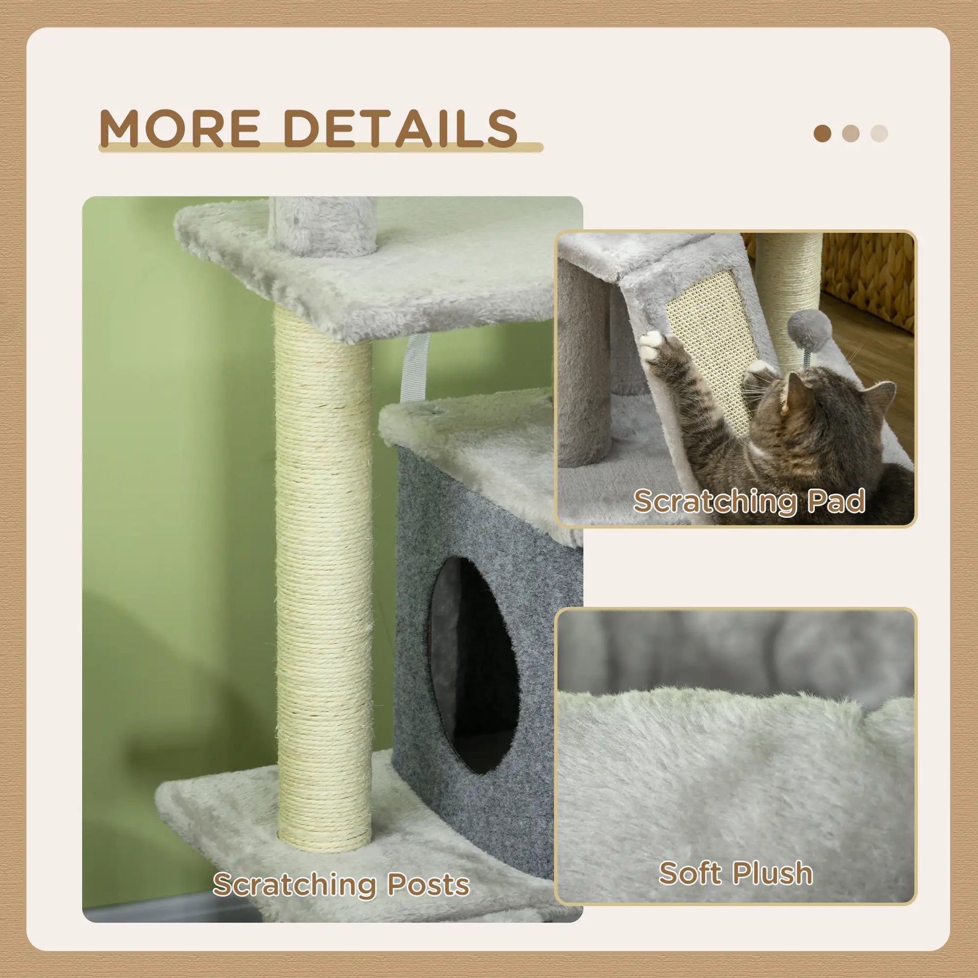 57.5" Cat Tree with Scratching Posts, Large Cat Tower, Bed, House, Toys, Grey Cat Posts at Gallery Canada