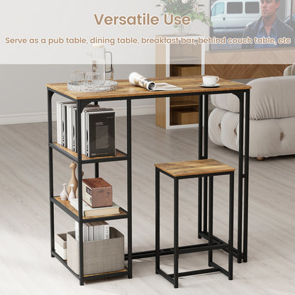 3-Piece Bar Table Set for 2 Bar-Height Dining Table with 2 Stools, Rustic Brown Dining Room Sets at Gallery Canada