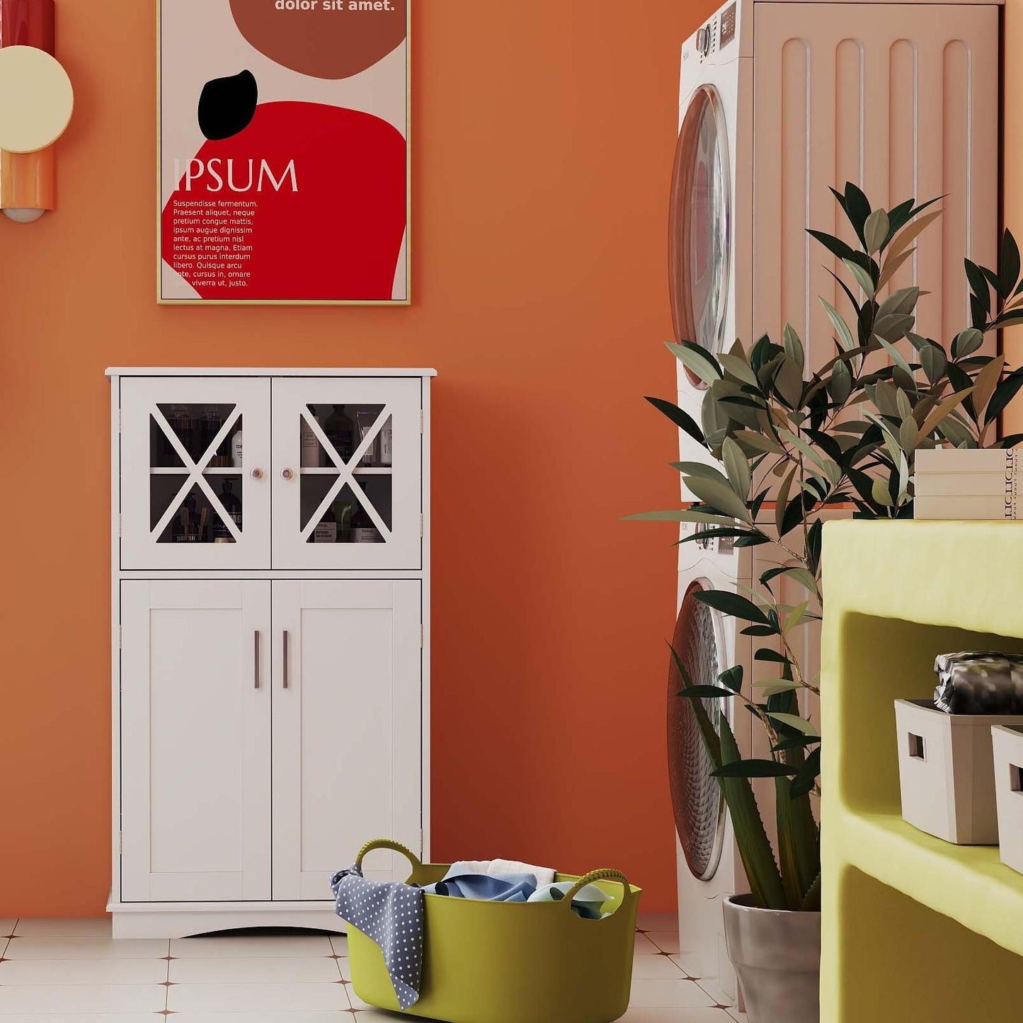 5-Piece Bathroom Suite, Toilet Cabinet, Bidet, Sink, Floor Cabinet, Dryer, White Floor Cabinets at Gallery Canada