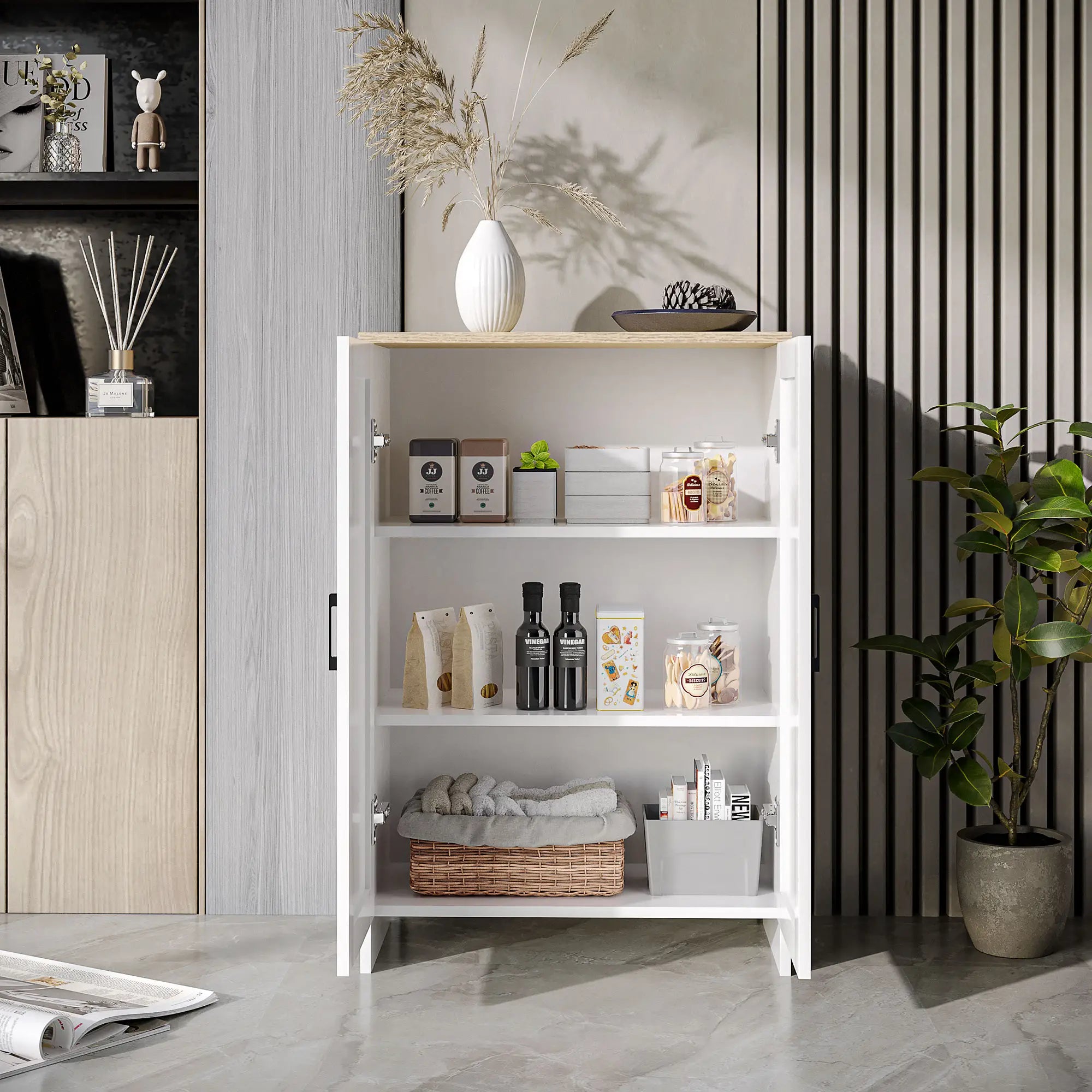 Modern Storage Cabinet, Adjustable Shelf, 23.6