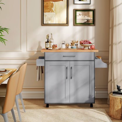 Rolling Kitchen Island Cart with Towel and Spice Rack, Gray Kitchen Islands & Carts at Gallery Canada