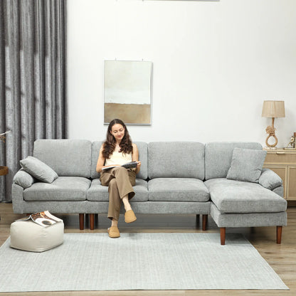 L-Shape Sofa, Modern Sectional Couch with Chaise Lounge, Grey 3-Seater Sofas at Gallery Canada