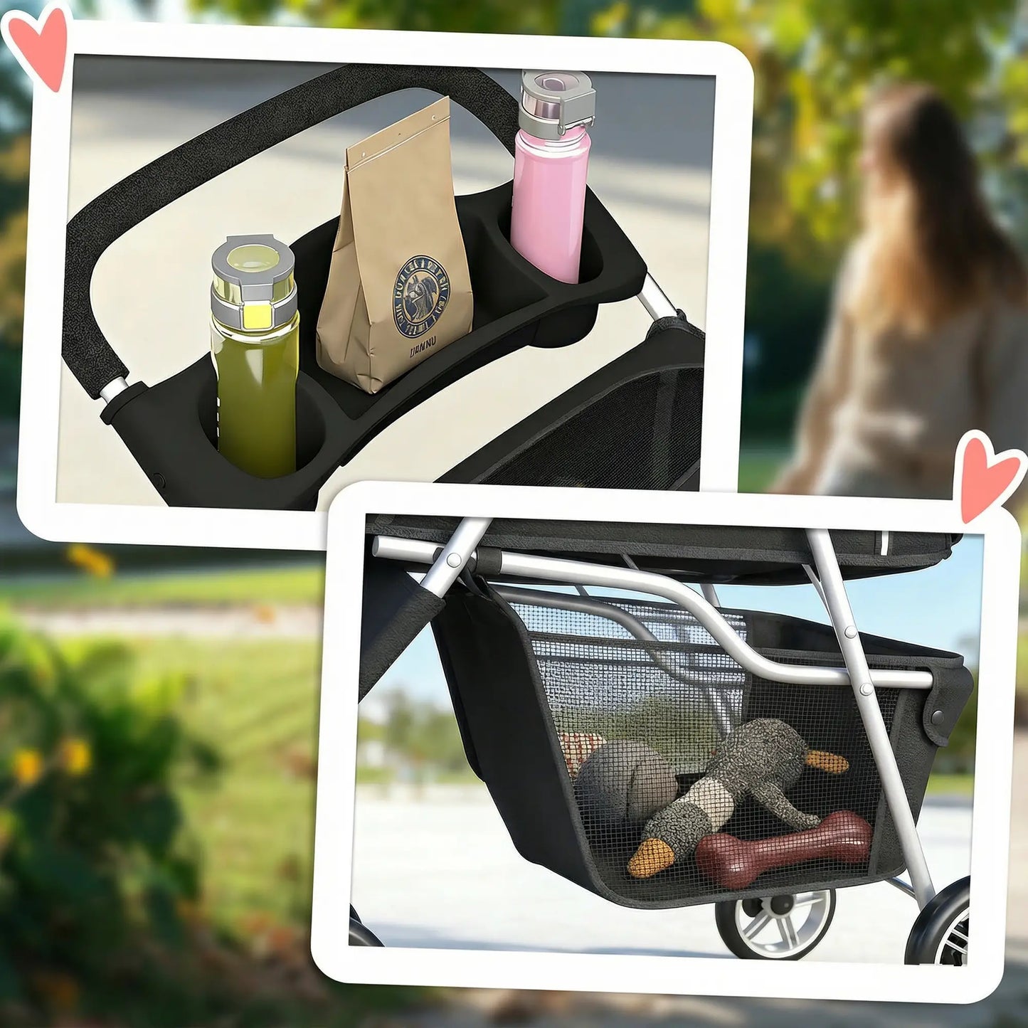 3 Wheel Foldable Dog Stroller, Storage Basket, Adjustable Canopy, Black Dog Bike Trailers & Strollers at Gallery Canada