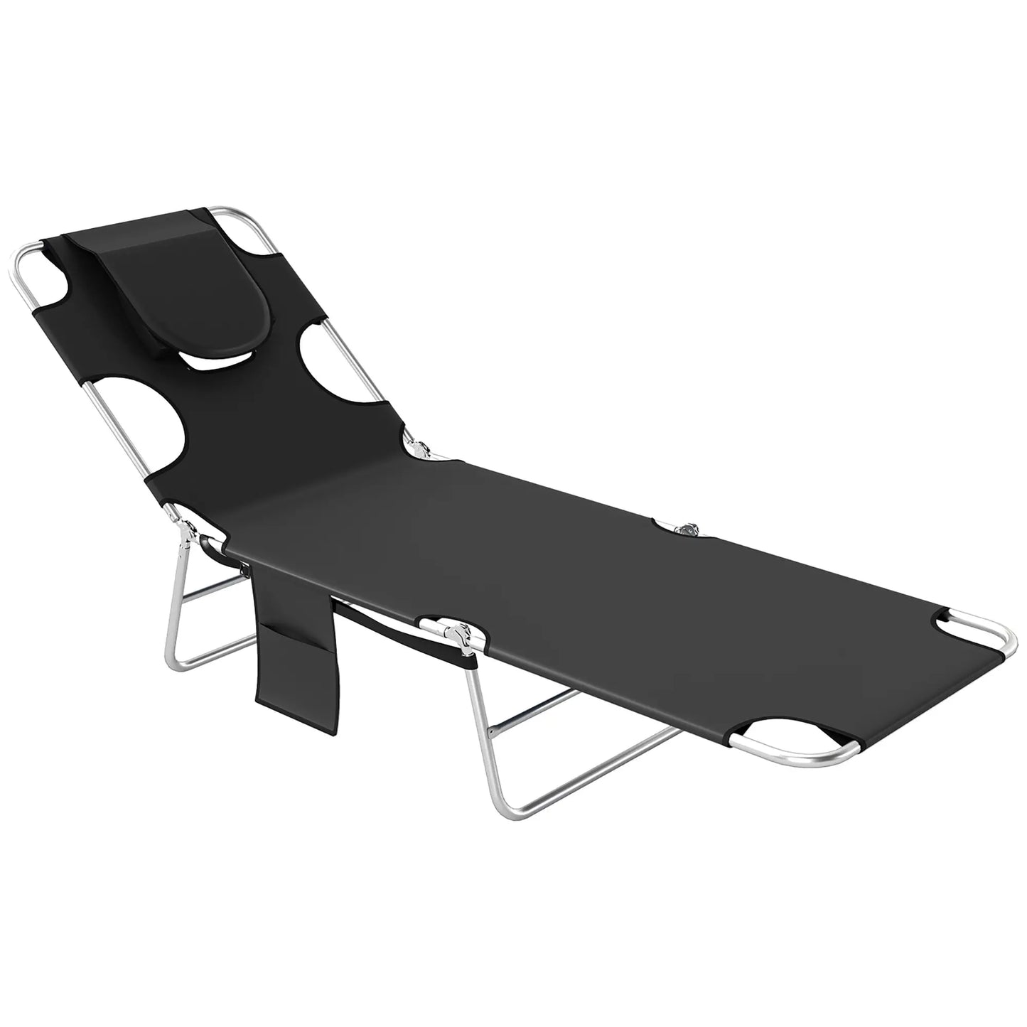Folding Outdoor Lounge Chair, 5-Level Tanning Chair, Black Lounger Chairs at Gallery Canada