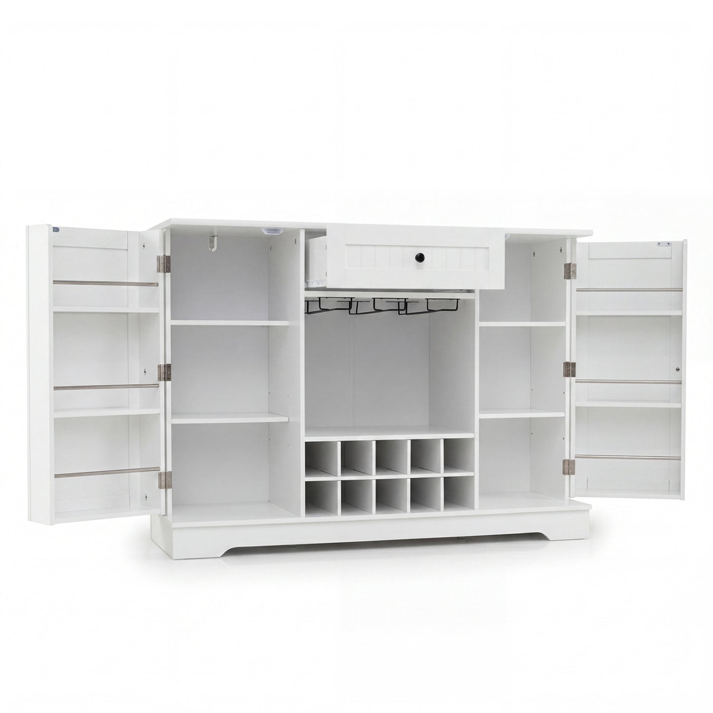47.2 In Sideboard Cabinet, 10-Bottle Wine Rack, White