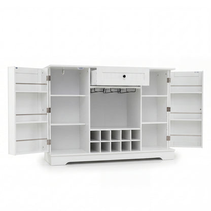 47.2 In Sideboard Cabinet, 10-Bottle Wine Rack, White