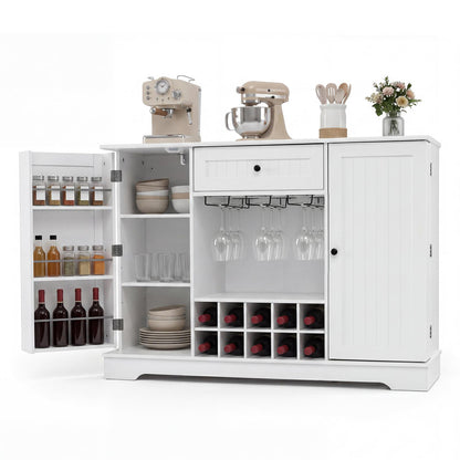 47.2 In Sideboard Cabinet, 10-Bottle Wine Rack, White