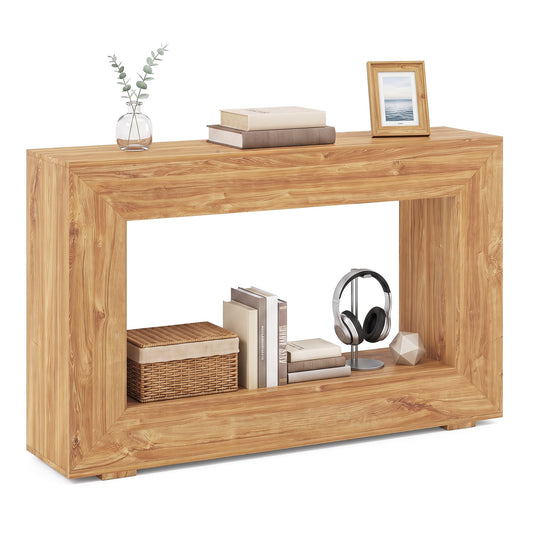 47" 2-Tier Farmhouse Console Table with Shelf, Natural Console Tables Natural at Gallery Canada