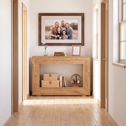 Table console de ferme à 2 niveaux avec étagère, naturelle, 47 pouces