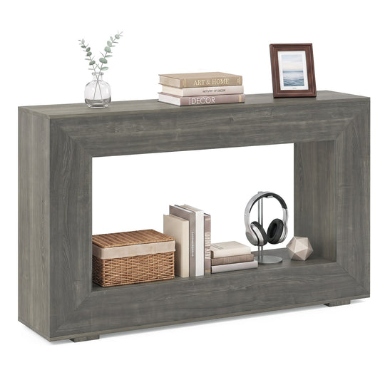 2-Tier Farmhouse Console Table, Open Storage Shelf, Oak Console Tables Oak at Gallery Canada