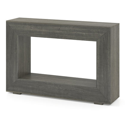 Table console de ferme à 2 niveaux, étagère de rangement ouverte, chêne