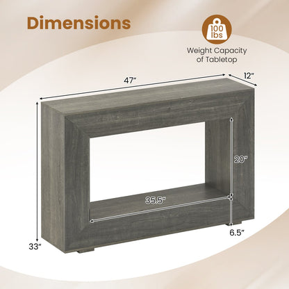Table console de ferme à 2 niveaux, étagère de rangement ouverte, chêne