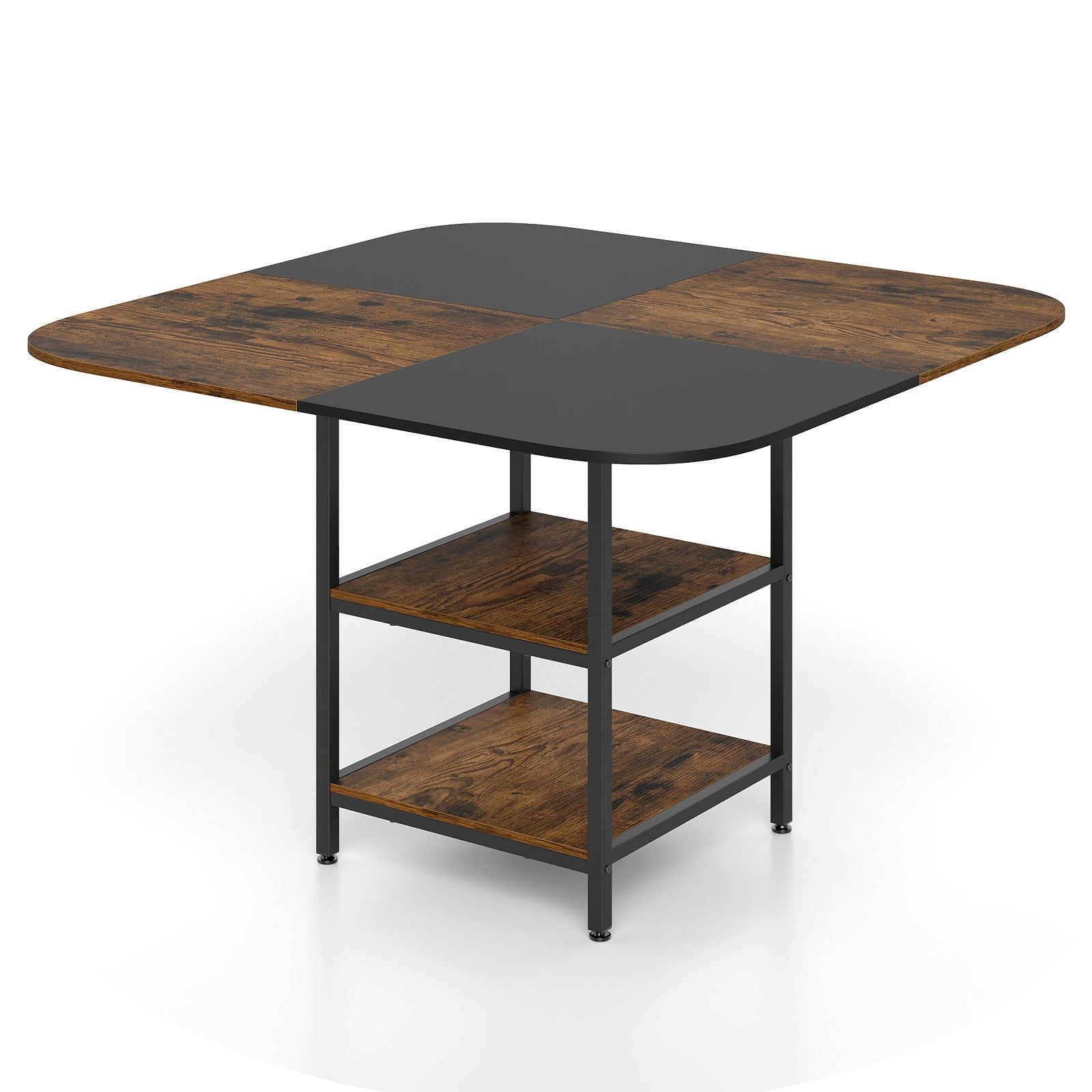 47.5 inch Modern Dining Table Square Kitchen Table with Mix-colored Tabletop, Rustic Brown Dining Tables at Gallery Canada