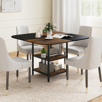 47.5 inch Modern Dining Table Square Kitchen Table with Mix-colored Tabletop, Rustic Brown Dining Tables at Gallery Canada