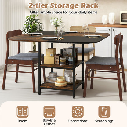47.5 inch Modern Dining Table Square Kitchen Table with Mix-colored Tabletop, Rustic Brown Dining Tables at Gallery Canada
