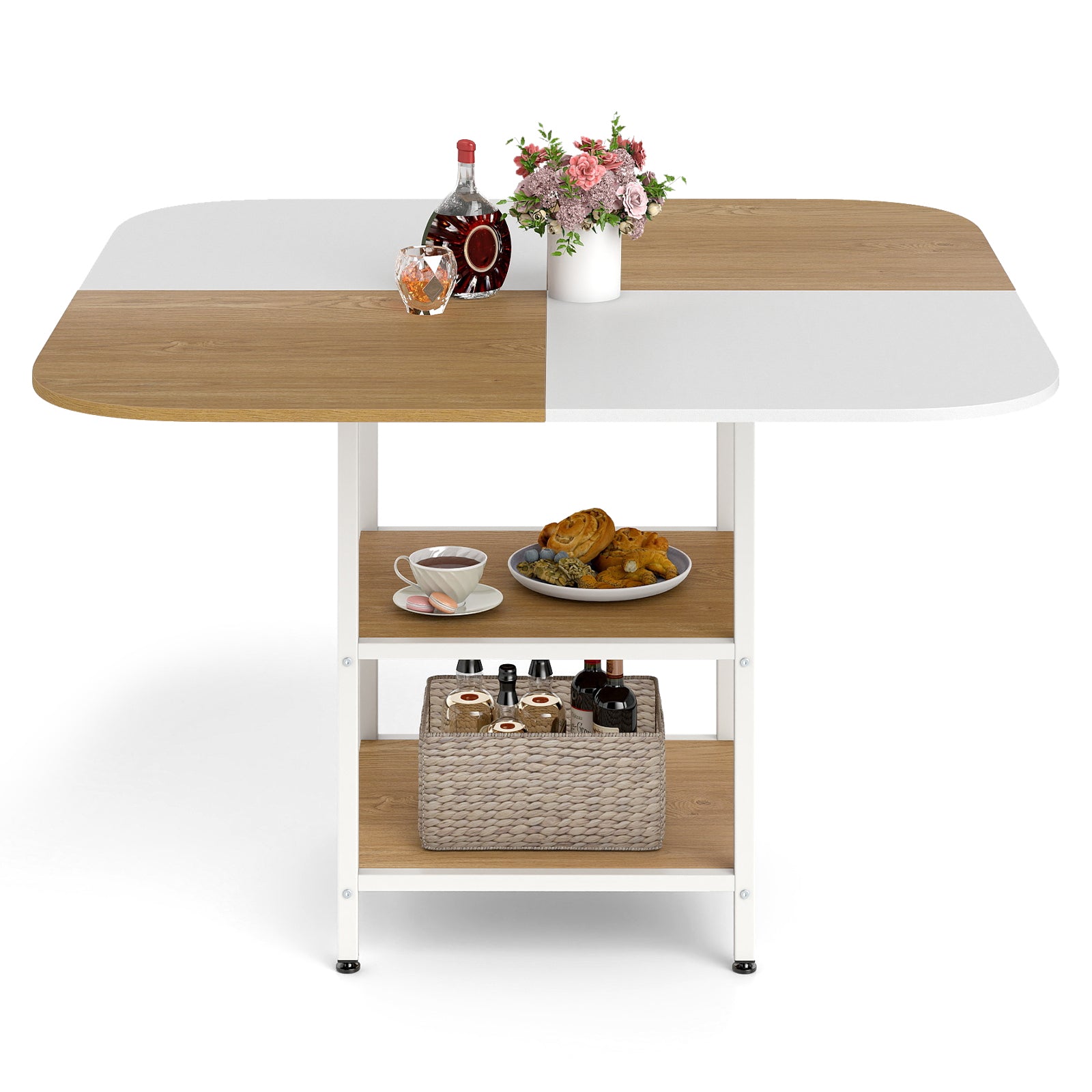 47.5 inch Modern Dining Table Square Kitchen Table with Mix-colored Tabletop, Natural Dining Tables at Gallery Canada