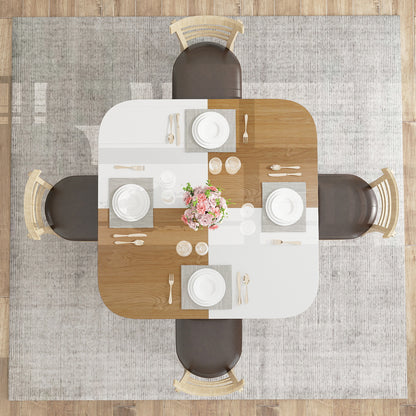 47.5 inch Modern Dining Table Square Kitchen Table with Mix-colored Tabletop, Natural Dining Tables at Gallery Canada