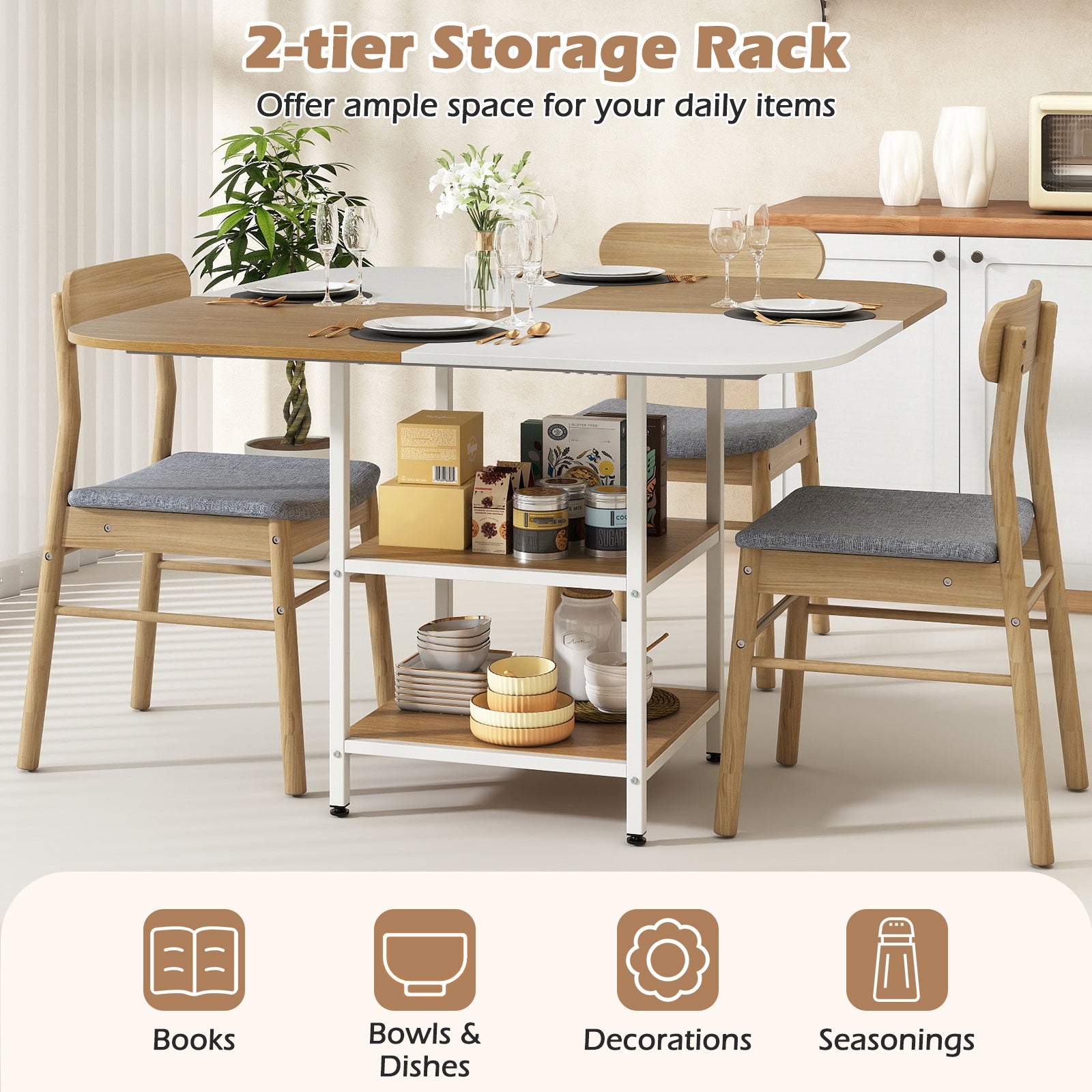 47.5 inch Modern Dining Table Square Kitchen Table with Mix-colored Tabletop, Natural Dining Tables at Gallery Canada