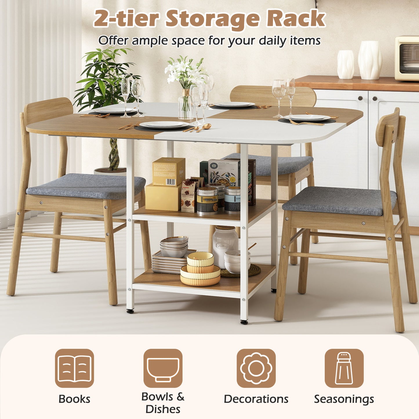 47.5 inch Modern Dining Table Square Kitchen Table with Mix-colored Tabletop, Natural Dining Tables at Gallery Canada