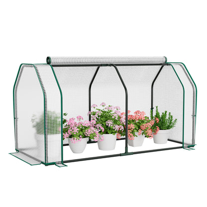 Mini Greenhouse, 47.5 x 21.5 x 24 Inch, Roll-Up Zipper Door, White Greenhouses White at Gallery Canada