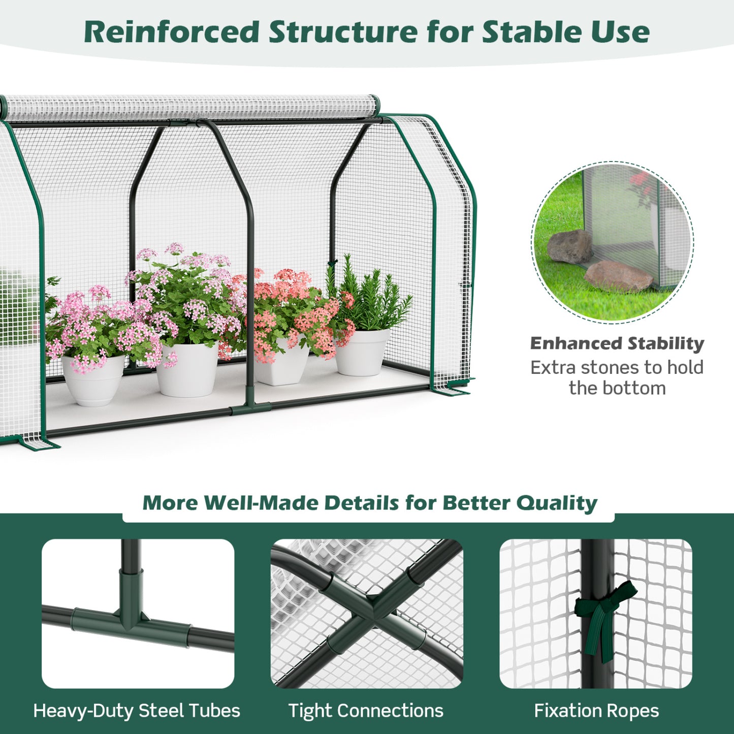 Mini Greenhouse, 47.5 x 21.5 x 24 Inch, Roll-Up Zipper Door, White Greenhouses at Gallery Canada