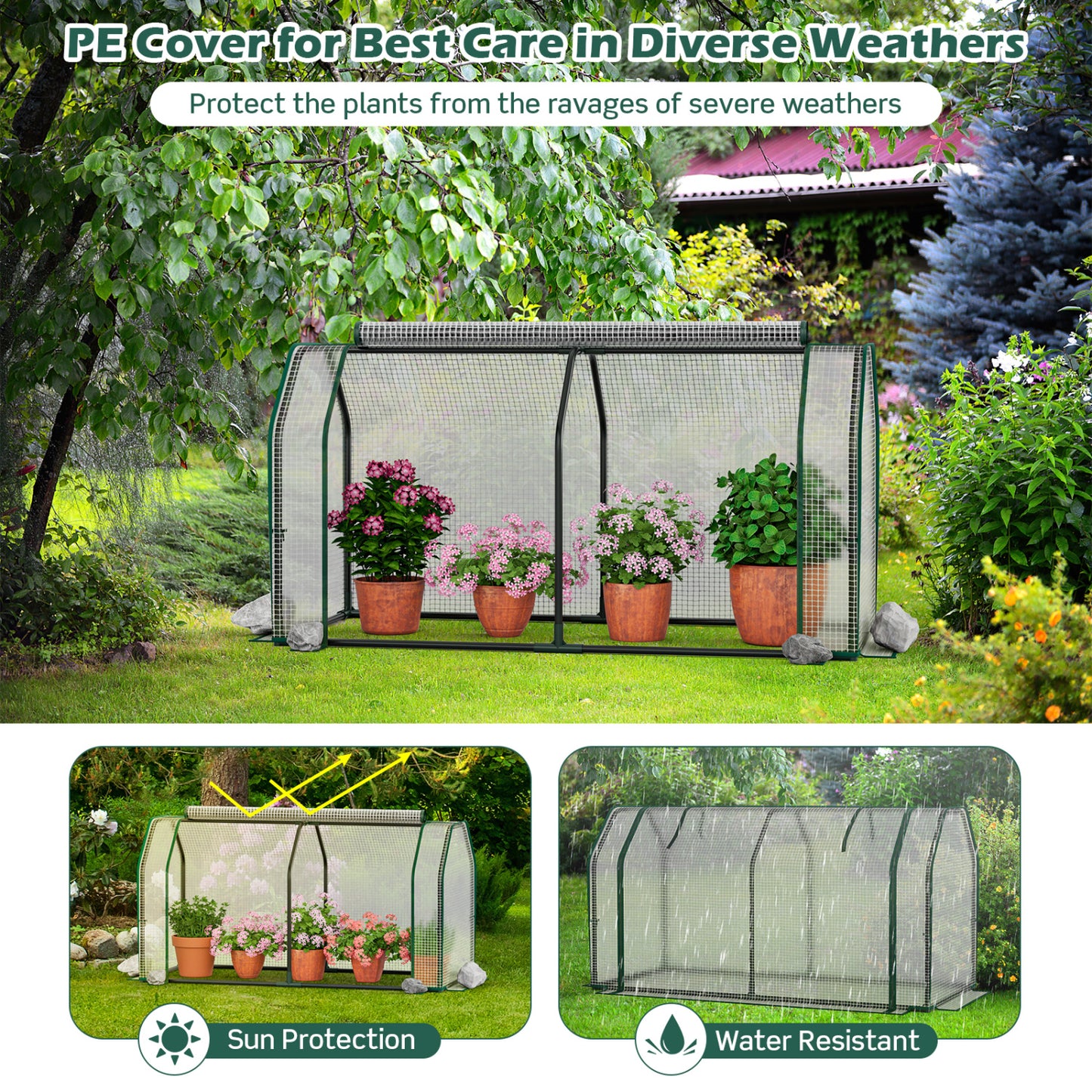 Mini Greenhouse, 47.5 x 21.5 x 24 Inch, Roll-Up Zipper Door, White Greenhouses at Gallery Canada