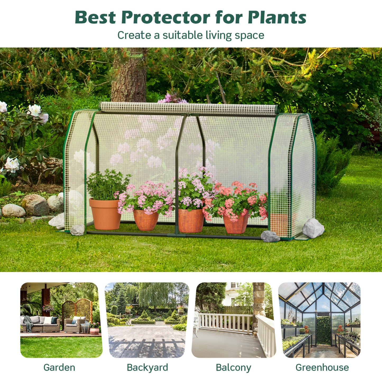 Mini Greenhouse, 47.5 x 21.5 x 24 Inch, Roll-Up Zipper Door, White Greenhouses at Gallery Canada