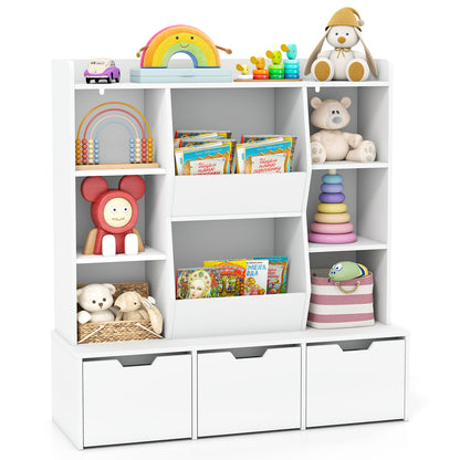 47" Children Bookcase Toy Storage Organizer, White Kids Storage at Gallery Canada