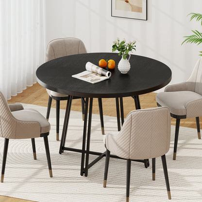 47 Inch Dining Table for 4-6 People Round Kitchen Table with Cross Base, Black Dining Tables at Gallery Canada