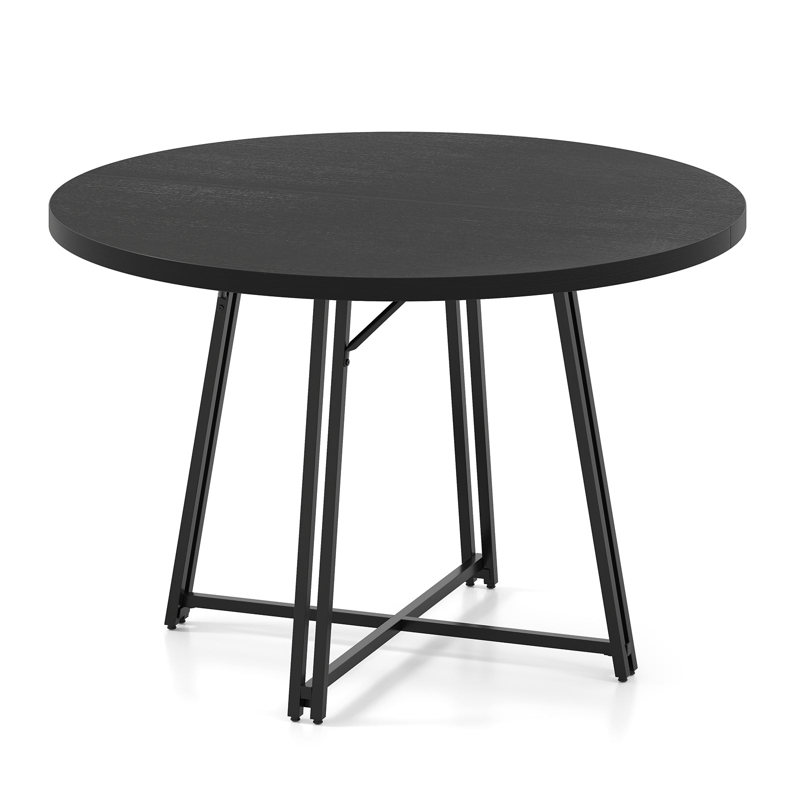 47 Inch Dining Table for 4-6 People Round Kitchen Table with Cross Base, Black Dining Tables at Gallery Canada