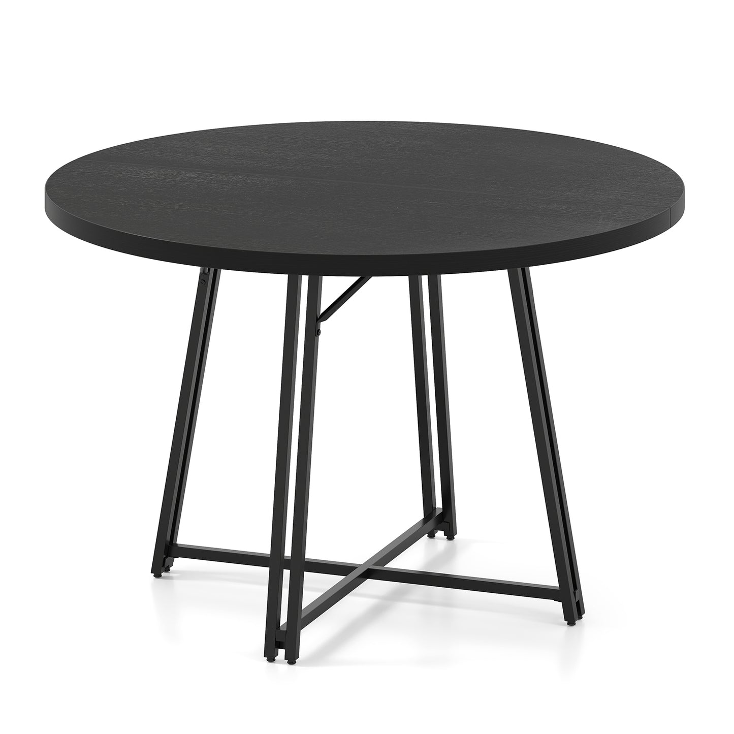 47 Inch Dining Table for 4-6 People Round Kitchen Table with Cross Base, Black Dining Tables at Gallery Canada