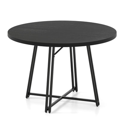 47 Inch Dining Table for 4-6 People Round Kitchen Table with Cross Base, Black Dining Tables at Gallery Canada