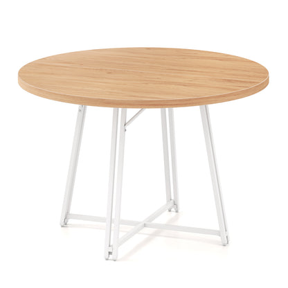 47 Inch Dining Table for 4-6 People Round Kitchen Table with Cross Base, Natural Dining Tables Natural at Gallery Canada