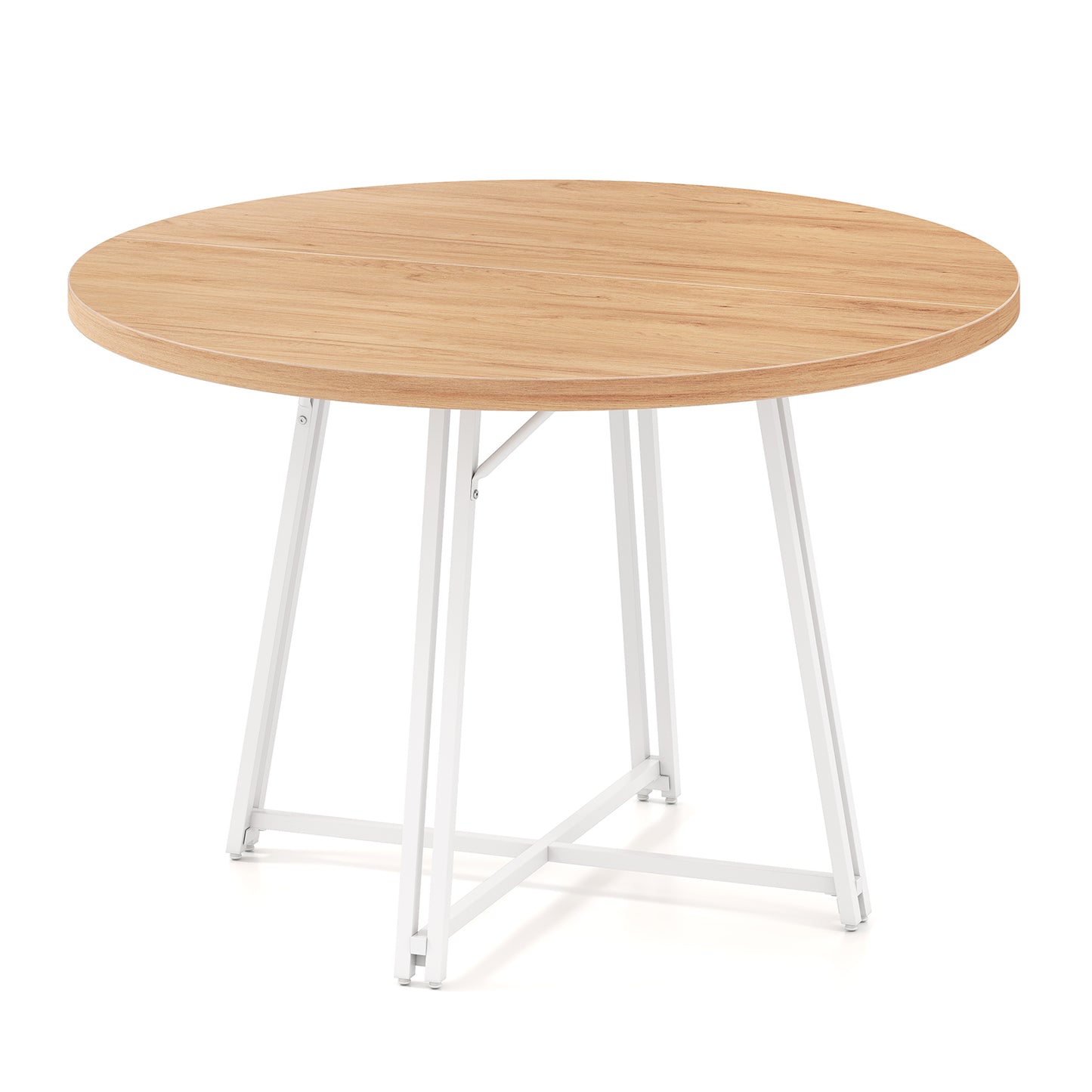 47 Inch Dining Table for 4-6 People Round Kitchen Table with Cross Base, Natural Dining Tables at Gallery Canada