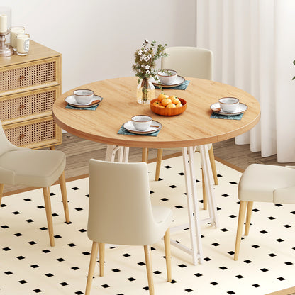 47 Inch Dining Table for 4-6 People Round Kitchen Table with Cross Base, Natural Dining Tables at Gallery Canada