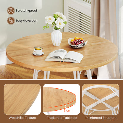 47 Inch Dining Table for 4-6 People Round Kitchen Table with Cross Base, Natural Dining Tables at Gallery Canada